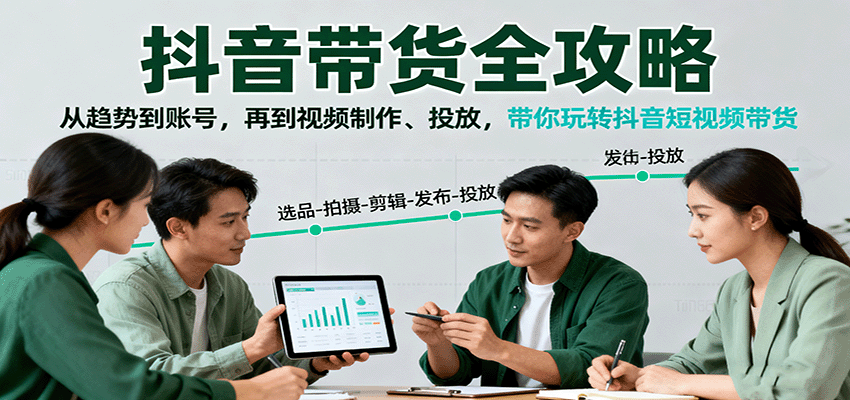 抖音带货全攻略：从趋势到账号，再到视频制作、投放，带你玩转抖音短视频带货-狄威团队