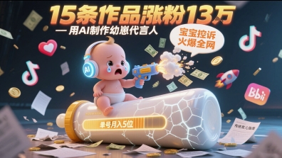 用AI制作幼崽代言人，宝宝的控诉火爆全网，15条作品涨粉13W，单号月入5位数实操教程-狄威团队