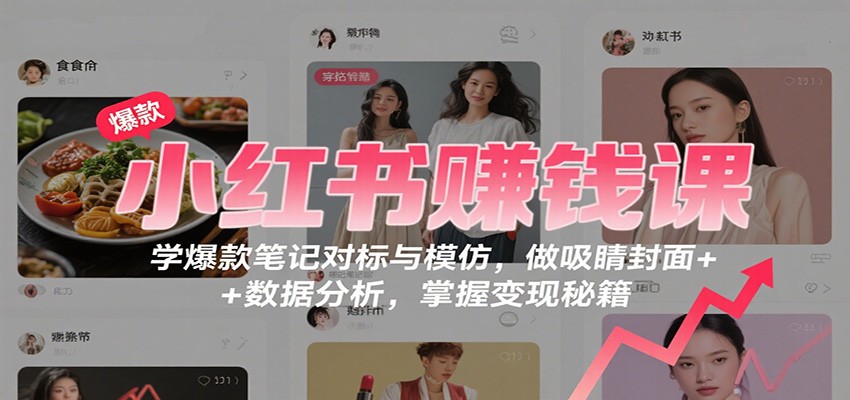 小红书赚钱课：学爆款笔记对标与模仿，做吸睛封面 + 数据分析，掌握变现秘籍-狄威团队