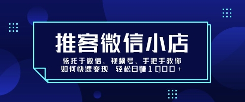 推客微信小店依托于微信、视频号，手把手教你如何快速变现 轻松日入1k+【揭秘】-狄威团队