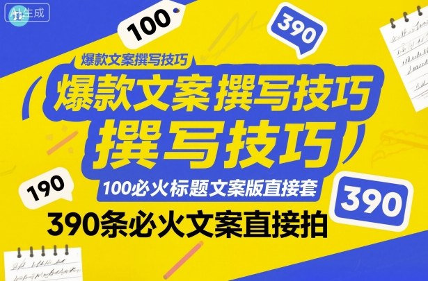 爆款文案撰写技巧，100个必火标题文案模版直接套，390条必火文案直接拍-狄威团队