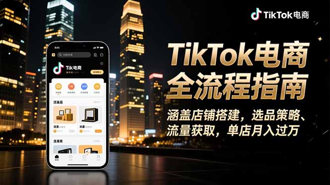 TikTok电商全流程指南，涵盖店铺搭建、选品策略、流量获取，单店月入过万-狄威团队