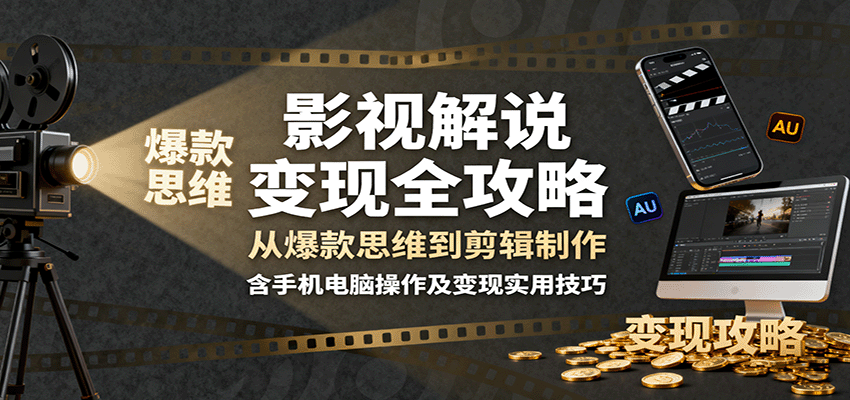 影视解说变现全攻略：从爆款思维到剪辑制作，含手机电脑操作及变现实用技巧-狄威团队