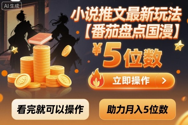 小说推文最新玩法，助力月入5位数【番茄盘点国漫】玩法，看完就可以操作-狄威团队