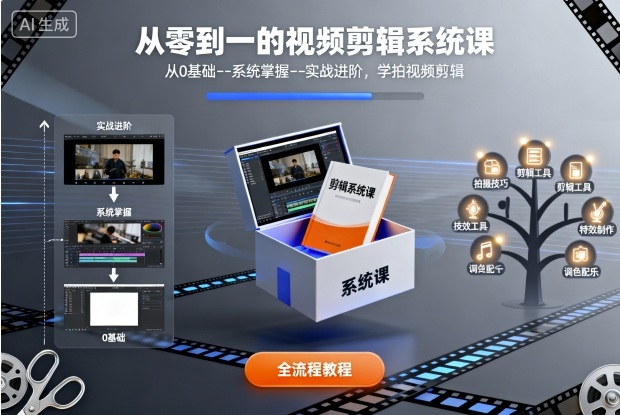 从零到一的视频剪辑系统课，从0基础–系统掌握–实战进阶，学拍视频剪辑-狄威团队