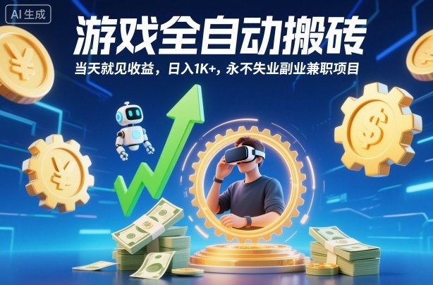 游戏全自动搬砖，当天就见收益，日入1K+，永不失业副业兼职项目【揭秘】-狄威团队